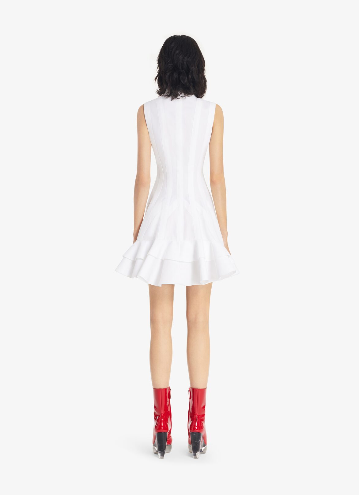 Sculpting sleeveless Dress in poplin ALAÏA WHITE SCULPTING SLEEVELESS DRESS IN POPLIN